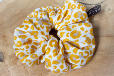 Haargummi Scrunchie - Leo senf - aus hochwertigen Musselin - handmade in Deutschland (Versandkostenfrei)