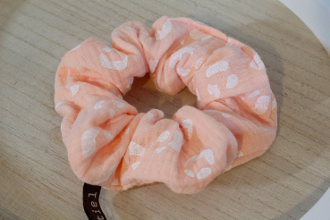 Haargummi Scrunchie - Leo koralle - aus hochwertigen Musselin - handmade in Deutschland (Versandkostenfrei)